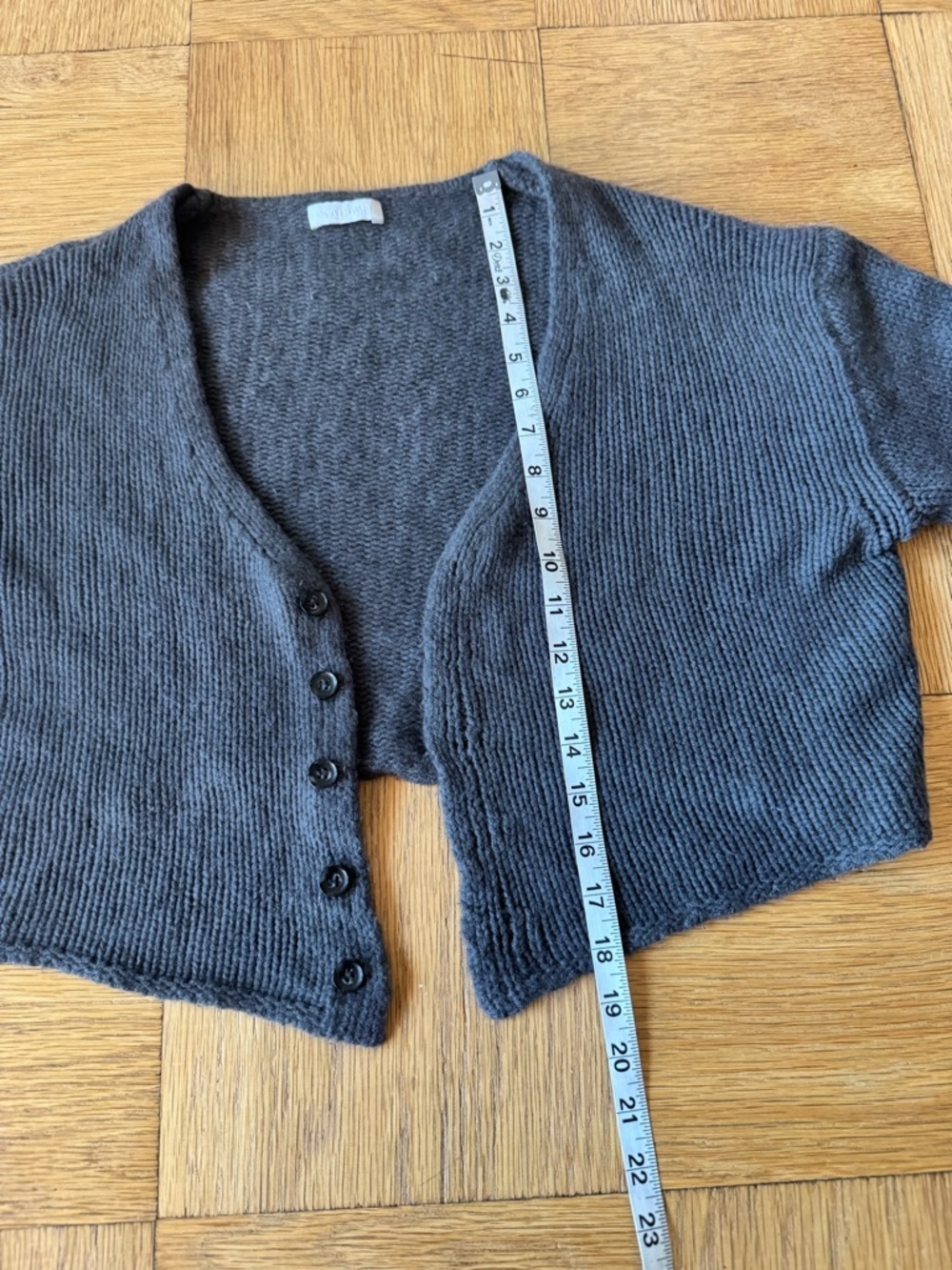 Sablyn Cashmere Cropped Cardigan Sweater Gray Grey Button Down Small - Picture 7 of 8
